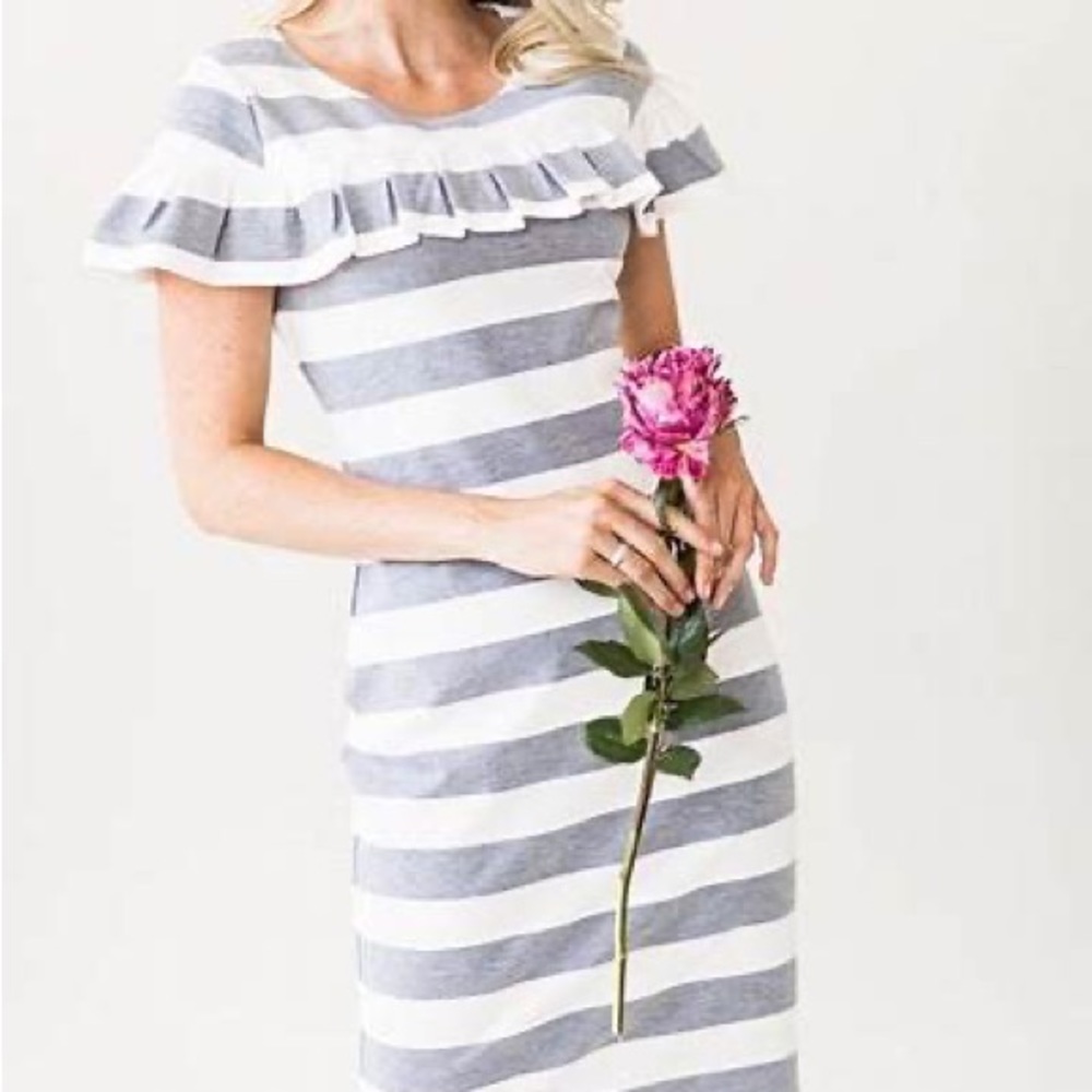 Jessakae Sweet Delilah Gray White Striped Dress